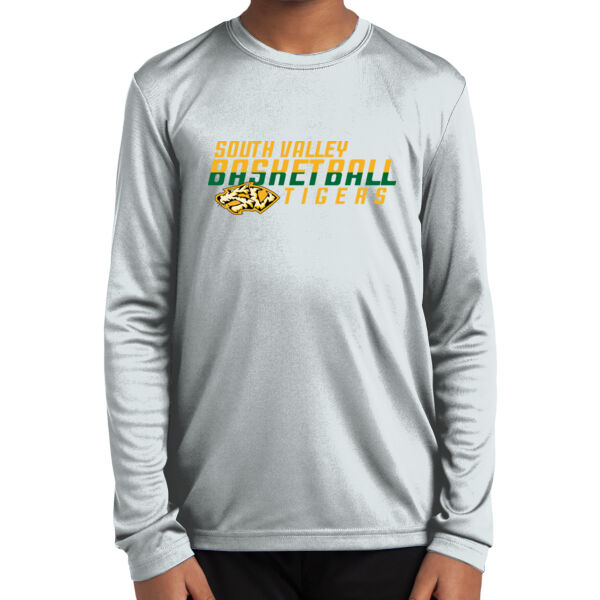 South Valley Basketball Tigers Youth White Long Sleeve PosiCharge Competitor Tee Thumbnail
