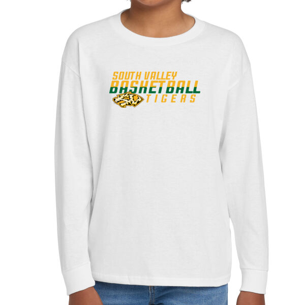 South Valley Basketball Tigers Youth White Heavy Cotton 100% Cotton Long Sleeve T Shirt Thumbnail