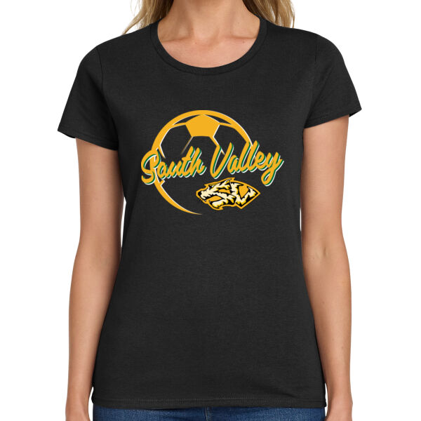 South Valley Soccer Tigers Ladies Black Heavy Cotton 100% Cotton T Shirt Thumbnail