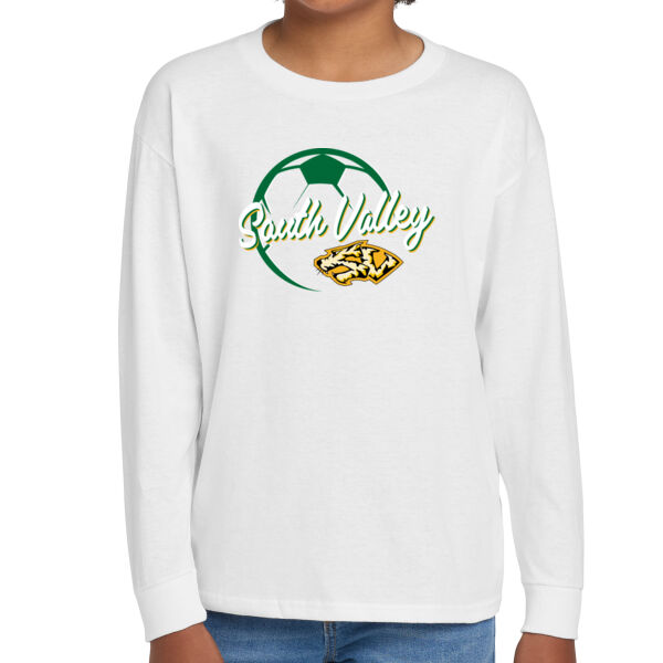 South Valley Soccer Tigers Youth White Heavy Cotton 100% Cotton Long Sleeve T Shirt Thumbnail