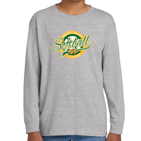 South Valley Softball Tigers Youth Heavy Cotton 100% Cotton Long Sleeve T Shirt. Thumbnail