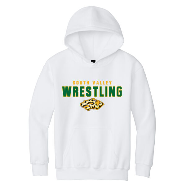 South Valley Wrestling Tigers Youth White Heavy Blend Hooded Sweatshirt Thumbnail