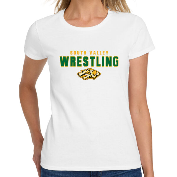 South Valley Wrestling Tigers Ladies White Heavy Cotton 100% Cotton T Shirt Thumbnail