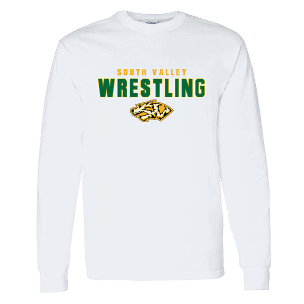 South Valley Wrestling Tigers White Heavy Cotton 100% Cotton Long Sleeve T Shirt. Thumbnail