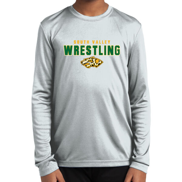 South Valley Wrestling Tigers Youth Long Sleeve White PosiCharge Competitor Tee Thumbnail