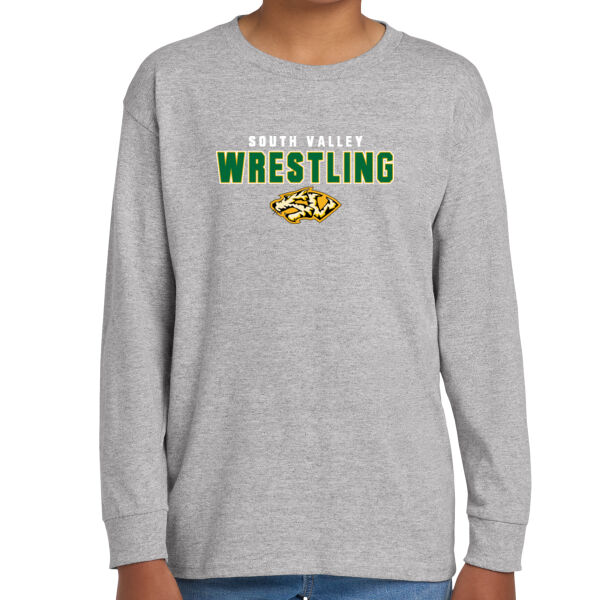South Valley Wrestling Tigers Youth Grey Heavy Cotton 100% Cotton Long Sleeve T Shirt Thumbnail